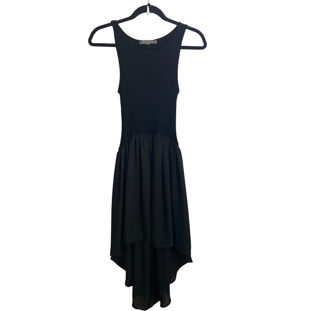 Finn Clover Hi Low Dress Womens Small Black Sheer Ribbed Knit Mixed